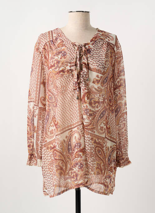 Tunique manches longues tissage crêpe marron GILMA D'AGO' femme