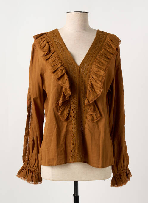 Blouse manches longues manches longues marron SCHOOL RAG femme