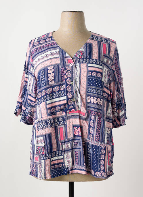 Blouse imprimé fantaisie manches 3/4 bleu GRIFFON femme