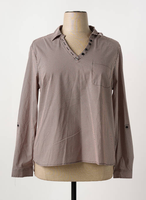 Blouse poignets boutonnés avec fente manches longues rouge THEL ELEGANCE femme