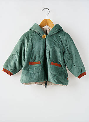 Manteau long poches a capuche vert MOULIN ROTY garçon