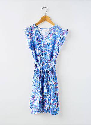 Robe courte imprimé fantaisie manches courtes bleu PM MERE & FILLE fille