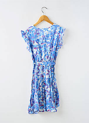 Robe courte imprimé fantaisie manches courtes bleu PM MERE & FILLE fille