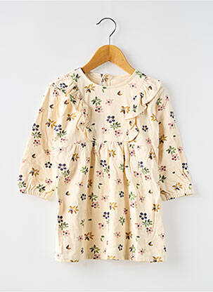 Robe courte manches longues manches longues beige PETIT BATEAU fille