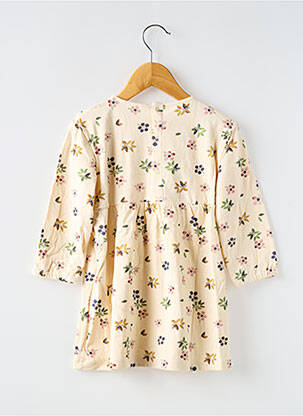 Robe courte manches longues manches longues beige PETIT BATEAU fille