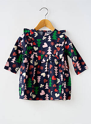 Robe courte manches longues manches longues bleu PETIT BATEAU fille