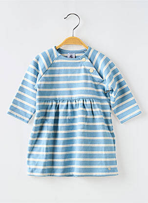 Robe courte manches longues manches longues bleu PETIT BATEAU fille