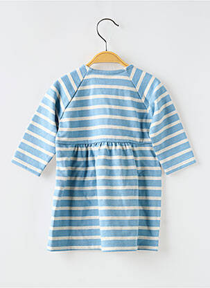 Robe courte manches longues manches longues bleu PETIT BATEAU fille