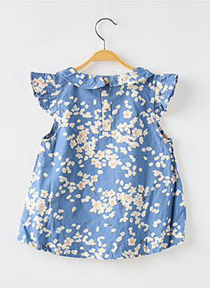 Blouse fermeture pressionnée manches courtes bleu PETIT BATEAU fille