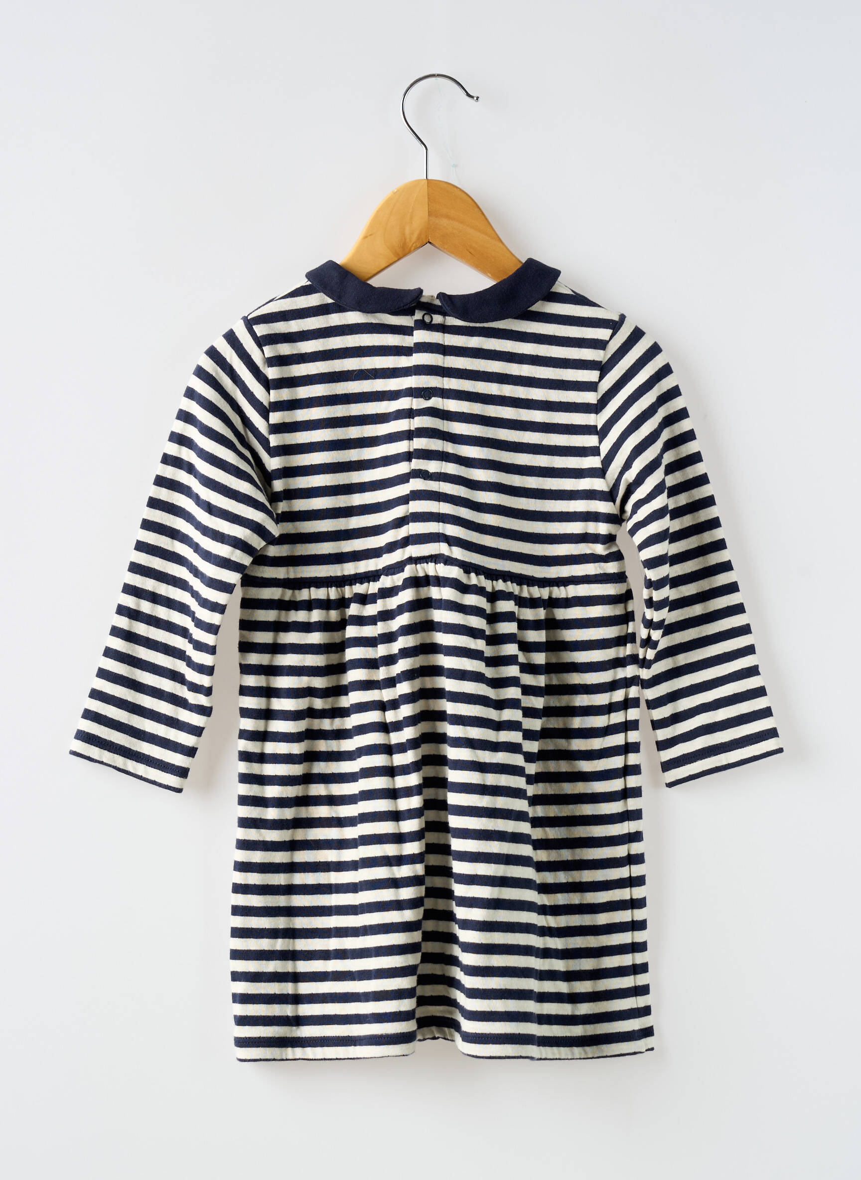 Petit Bateau Robe Manches Longues Fille, Blanc Avalanche / Multico, 4 ans