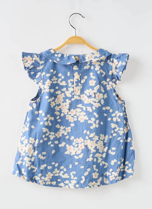Blouse imprimé fleurs manches courtes bleu PETIT BATEAU fille