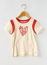 T-shirt coupe droite manches courtes beige PETIT BATEAU fille