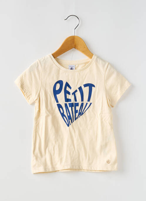 T-shirt coupe droite manches courtes beige PETIT BATEAU fille
