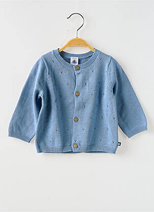 Gilet manches longues coupe droite bleu PETIT BATEAU fille