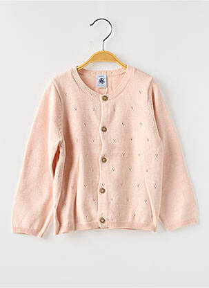 Gilet manches longues coupe droite rose PETIT BATEAU fille