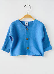 Gilet manches longues coupe droite bleu PETIT BATEAU fille