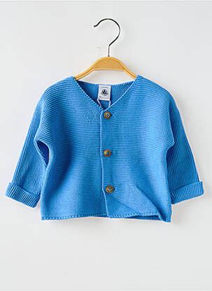 Gilet manches longues coupe droite bleu PETIT BATEAU fille