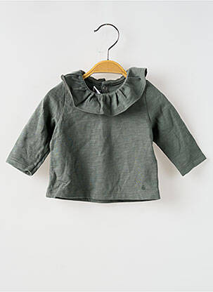 Blouse manches longues manches longues vert PETIT BATEAU fille