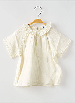 Blouse manches courtes manches courtes blanc PETIT BATEAU fille