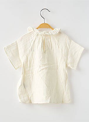 Blouse manches courtes manches courtes blanc PETIT BATEAU fille