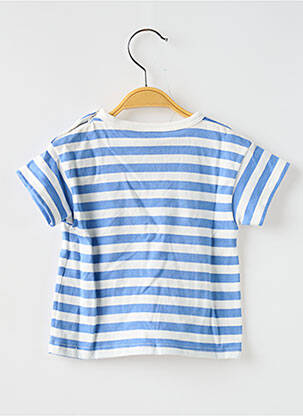 T-shirt fermeture boutonnée à l'épaule manches courtes bleu PETIT BATEAU fille
