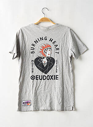 T-shirt sérigraphie floquée manches courtes gris EUDOXIE femme