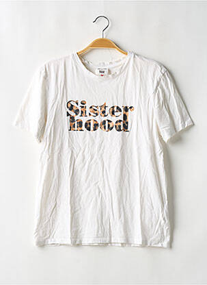 T-shirt sérigraphie floquée manches courtes blanc CAMAIEU femme
