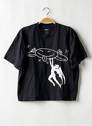 T-shirt sérigraphie floquée manches courtes noir OBEY femme