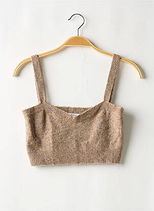 Top coupe cintrée sans manche marron ZARA femme