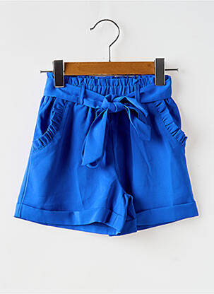 Short fermeture liens à nouer taille élastique bleu LOEVIA fille