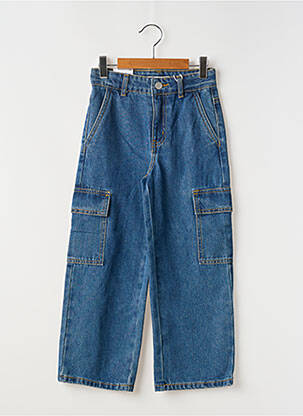Jeans coupe large fermeture zippée sous rabat boutonné bleu NAME IT fille