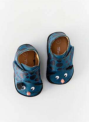 Chaussons/pantoufles semelle extérieure cuir bout rond bleu MOULIN ROTY garçon