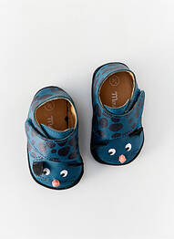Chaussons/pantoufles semelle extérieure cuir bout rond bleu MOULIN ROTY garcon