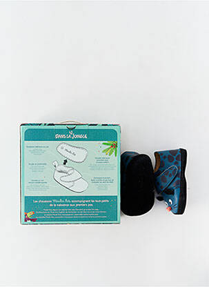 Chaussons/pantoufles semelle extérieure cuir bout rond bleu MOULIN ROTY garçon