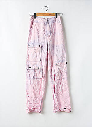 Pantalon cargo coupe droite taille haute rose COLLUSION femme