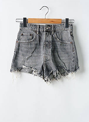 Short tissage denim taille haute gris ZARA femme