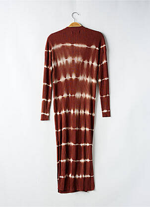 Robe longue imprimé fantaisie manches longues marron MANGO femme
