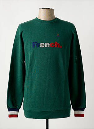 Sweat-shirt broderie manches longues vert MAISON FT homme
