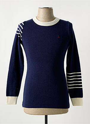 Pull col rond manches longues bleu MAISON FT homme