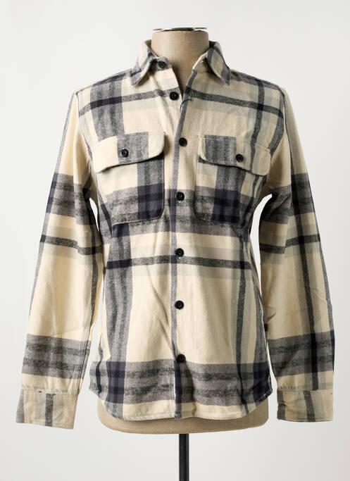 Chemise manches longues beige JACK & JONES pour homme