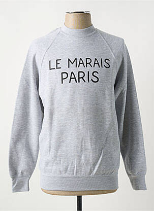 Sweat-shirt sérigraphie floquée manches longues gris RUSSEL homme