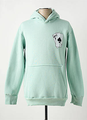 Sweat-shirt à capuche poches manches longues vert AARHON homme