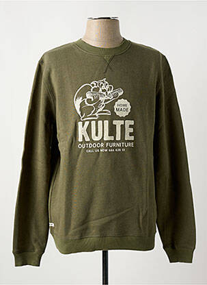 Sweat-shirt sérigraphie floquée manches longues vert KULTE homme