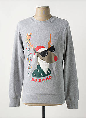 Sweat-shirt sérigraphie floquée manches longues gris JACK & JONES homme