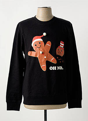 Sweat-shirt sérigraphie floquée manches longues noir JACK & JONES homme