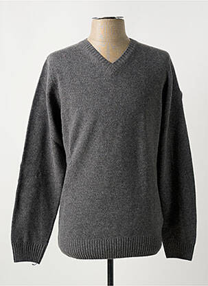 Pull col v manches longues gris BACK TO ALASKA homme