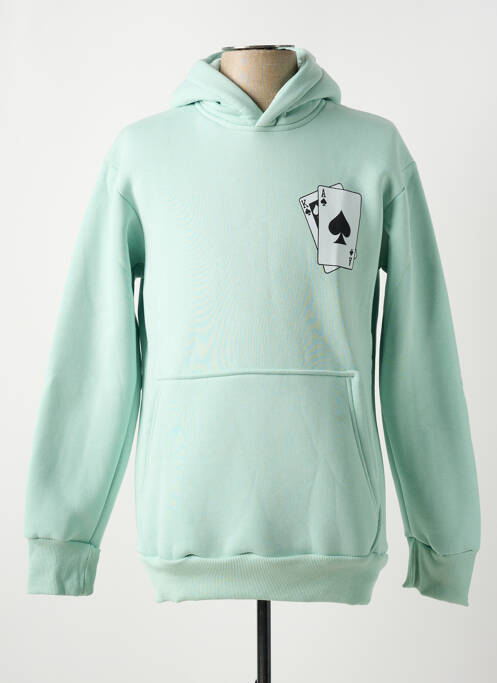 Sweat-shirt à capuche poches manches longues vert AARHON homme