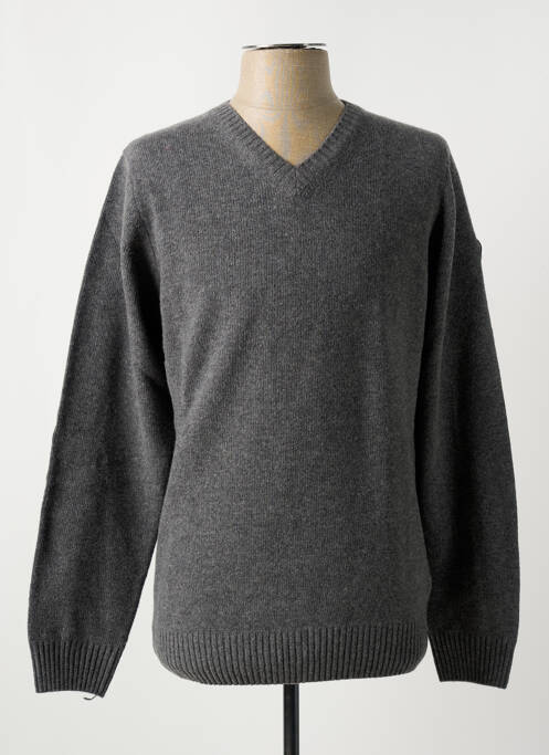 Pull col v manches longues gris BACK TO ALASKA homme