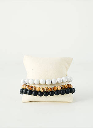 Bracelet ornement perles noir FREESIA homme