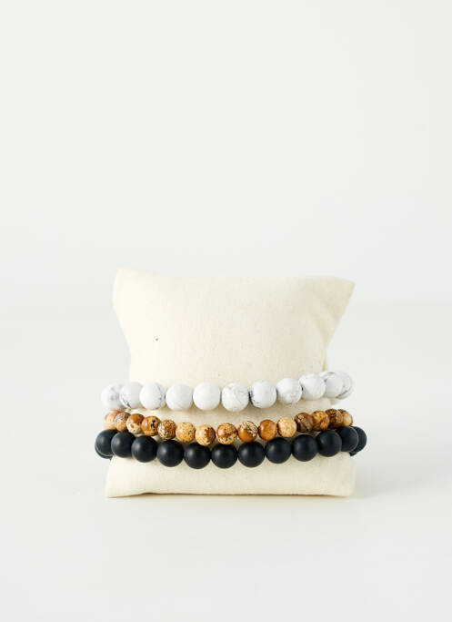 Bracelet ornement perles noir FREESIA homme